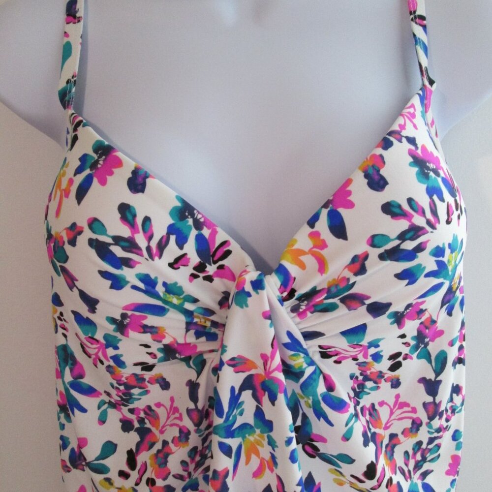 Island Escape Scorpio Tankini Floral-Print Twist-Front Top NWT Sz 12 - Picture 6 of 10